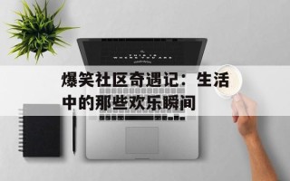 爆笑社区奇遇记：生活中的那些欢乐瞬间