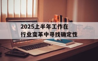 2025上半年工作在行业变革中寻找确定性