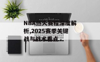 NBA热火赛程深度解析,2025赛季关键战与战术看点