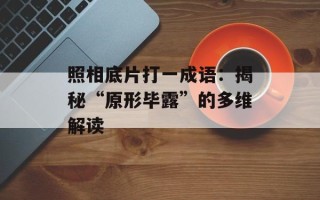 照相底片打一成语：揭秘“原形毕露”的多维解读
