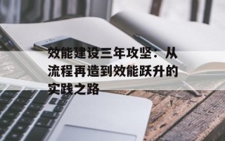 效能建设三年攻坚：从流程再造到效能跃升的实践之路