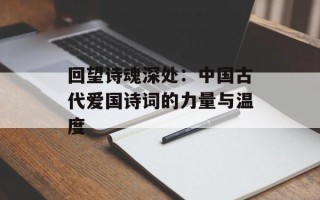 回望诗魂深处：中国古代爱国诗词的力量与温度