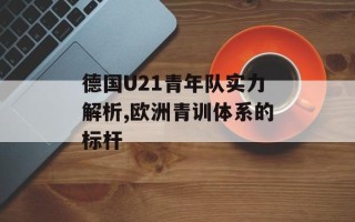 德国U21青年队实力解析,欧洲青训体系的标杆