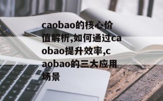 caobao的核心价值解析,如何通过caobao提升效率,caobao的三大应用场景
