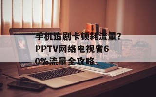 手机追剧卡顿耗流量？PPTV网络电视省60%流量全攻略