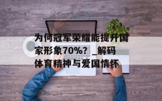 为何冠军荣耀能提升国家形象70%？_解码体育精神与爱国情怀