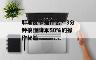 耶斯皮卡是什么？3分钟搞懂降本50%的操作秘籍