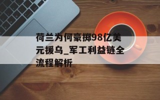 荷兰为何豪掷98亿美元援乌_军工利益链全流程解析