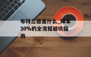 布特兰德是什么_降本30%的全流程避坑指南