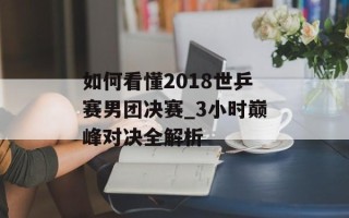 如何看懂2018世乒赛男团决赛_3小时巅峰对决全解析