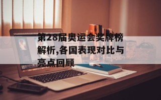 第28届奥运会奖牌榜解析,各国表现对比与亮点回顾