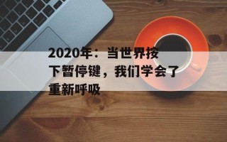 2020年：当世界按下暂停键，我们学会了重新呼吸