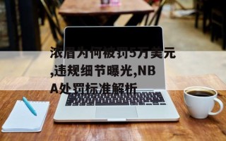 浓眉为何被罚5万美元,违规细节曝光,NBA处罚标准解析