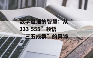 数字谜语的智慧：从“333 555”领悟“三五成群”的真谛
